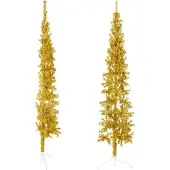 Syfax Künstlicher Halb-Weihnachtsbaum mit Ständer Schlank Gold 240 cm