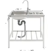 OEM Edelstahlspüle, Einzelbecken, 360° drehbarer Wasserhahn, Silber