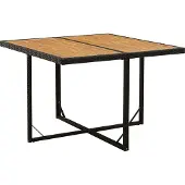 The Living Store Gartentisch Schwarz 109x107x74cm Poly Rattan Massivholz Akazie
