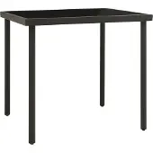 The Living Store Garten-Esstisch Anthrazit 80x80x72 cm Glas und Stahl