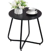 Sonstiges HollyHOME Balkontisch Klein Gartentisch Rund Metall Wetterfest Schwarz