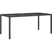 Syfax Gartentisch Braun 190x90x75 cm Gehärtetes Glas und Poly Rattan