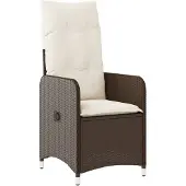 Syfax Gartensessel Verstellbar mit Kissen Braun Poly Rattan