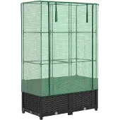 Syfax Hochbeet mit Gewächshaus-Aufsatz Rattan-Optik 80x40x138 cm