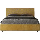 Ityhome - Gepolstertes Bett mit Bettkasten 160x190 mit Stoffbezug Era 06 Gelb Arla