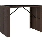 Syfax Bartisch mit Glasplatte Braun 145x80x110 cm Poly Rattan