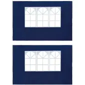 The Living Store Partyzelt-Seitenwände 2 Stück mit Fenster PE Blau