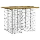 Syfax Gartentisch aus Gabionen 100x70x72 cm Kiefernholz Imprägniert