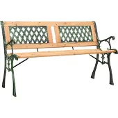 The Living Store Gartenbank 122 cm Gusseisen und Massivholz Tanne