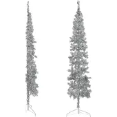 Syfax Künstlicher Halb-Weihnachtsbaum Ständer Schlank Silbern 240 cm
