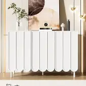 Novavision Griffloses Sideboard mit Wellentüren, Holzoptik, 120×35×80 cm, modern