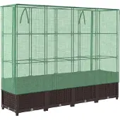 Syfax Hochbeet mit Gewächshaus-Aufsatz Rattan-Optik 160x40x138 cm