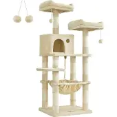Feandrea Kratzbaum, Kratzbaum 143 cm, 2 gemütliche Aussichtsplattformen, beige