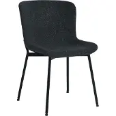 HowHomely SABLE Stuhl Schwarz Bouclé Stoff – Modernes Design, Komfortabel, Schwarze Metallbeine