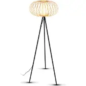 Briloner Floor light, bamboo nature, excl. 1xE27/max.10W