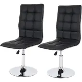 Mendler 2er-Set Esszimmerstuhl HWC-C41, Stuhl Küchenstuhl, höhenverstellbar drehbar, Kunstleder - schwarz