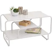 Mendler Couchtisch HWC-O49, Wohnzimmertisch Tisch, Industrial 3 Ablagen, Metall 45x80x40cm weiß