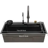 OEM Küchenspüle, langlebiger Edelstahl, platzsparendes Design, schwarz