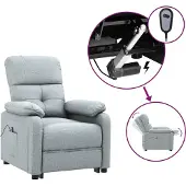 Syfax Relaxsessel Elektrisch Hellgrau Stoff