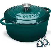 OVERMONT Bräter emaille Gusseisen Topf - Schmortopf 24cm backofengeeignet - mit