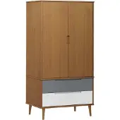 Syfax Kleiderschrank MOLDE Braun 90x55x175 cm Massivholz Kiefer