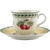 Villeroy & Boch Tasse "Kaffeetasse mit Untertasse French Garden Fleurence 120 ml bunt", bunt, B:14,5cm H:8,7cm Ø:14,5cm, Porzellan, Trinkgefäße, Tasse, Spülmaschinengeeignet, Mikrowellenfest