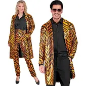 W WIDMANN MILANO Party Fashion - Pailletten Mantel Erwachsene – Größe XXL, Tiger Braun