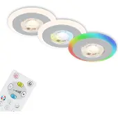 DI-KA LED Einbauleuchten CCT RGB-Lichtring Fernbedienung dimmbar IP44 chrom