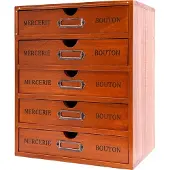OEM Schreibtischorganizer, Holz, 5 Schubladen Aufbewahrung, Braun