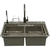 OEM Küchenspüle, Doppelbecken, Edelstahl, 78 46cm Grau