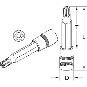 Ks Tools 1/2 Bit-Stecknuss TX mit Stirnlochbohrung, lang, TB60