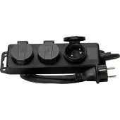Kopp 3-fach Feuchtraum-Steckdosenleiste IP44 schwarz, 1,4m Kabel