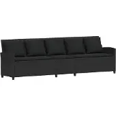 Syfax Gartensofa 5-Sitzer mit Kissen Schwarz Poly Rattan