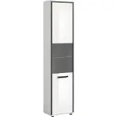 Ebuy24 Kojak Hochschrank Bad 1 Glastür weiß, weiß Hochglanz.