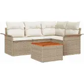 Syfax Gartensofa-set 5 Stk. 4-Sitzanzahl Beige und Creme Poly-Rattan