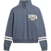 Superdry für Damen. W2012197A Athletic Essentials Sweatshirt mit halbem Reißverschluss und Applikation blau (XS), Lässig, Baumwolle