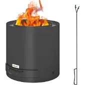 Outsunny Feuerschale Ø45x42cm aus Stahl Feuerstelle mit Schürhaken Schwarz
