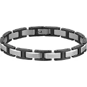 BOSS Gliederarmband "NOLAN", edelstahlfarben, schwarz, Armbänder, Herren, 19cm, Edelstahl, Gliederarmband