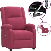 Syfax Massagesessel Elektrisch Weinrot Samt