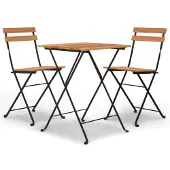 Syfax 3-tlg. Bistro-Set Klappbar Massivholz Teak und Stahl