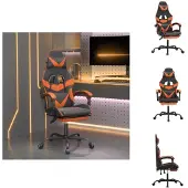 vidaXL Gaming-Stuhl mit Fußstütze Drehbar Schwarz & Orange Kunstleder - Gaming-Sessel