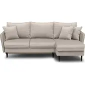 Selsey Eckschlafsofa Volio beige Samt hydrophobe schwarze Beine