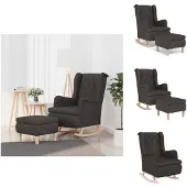 vidaXL Schaukelsessel mit Hocker Dunkelgrau Stoff - Sessel