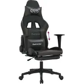 Syfax Gaming-Stuhl mit Fußstütze Schwarz und Grau Kunstleder