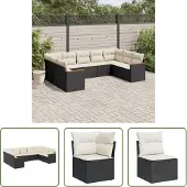 The Living Store 9-tlg. Garten-Sofagarnitur mit Kissen Schwarz Poly Rattan