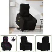 The Living Store Massagesessel mit Aufstehhilfe Schwarz Stoff