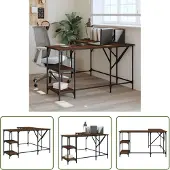 The Living Store Schreibtisch Braun Eichen-Optik 139x139x75 cm Holzwerkstoff