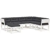 Syfax 7-tlg. Garten-Lounge-Set mit Kissen Weiß Massivholz Kiefer