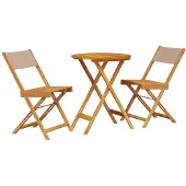 Syfax 3-tlg. Bistro-Set Taupe Stoff und Massivholz