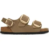 Birkenstock für Damen. 1031782 Sandalias Milano Big Buckle Oiled (Schmale Passform) beige (40), Leder, Braun, Wohnung, Schnalle, Lässig